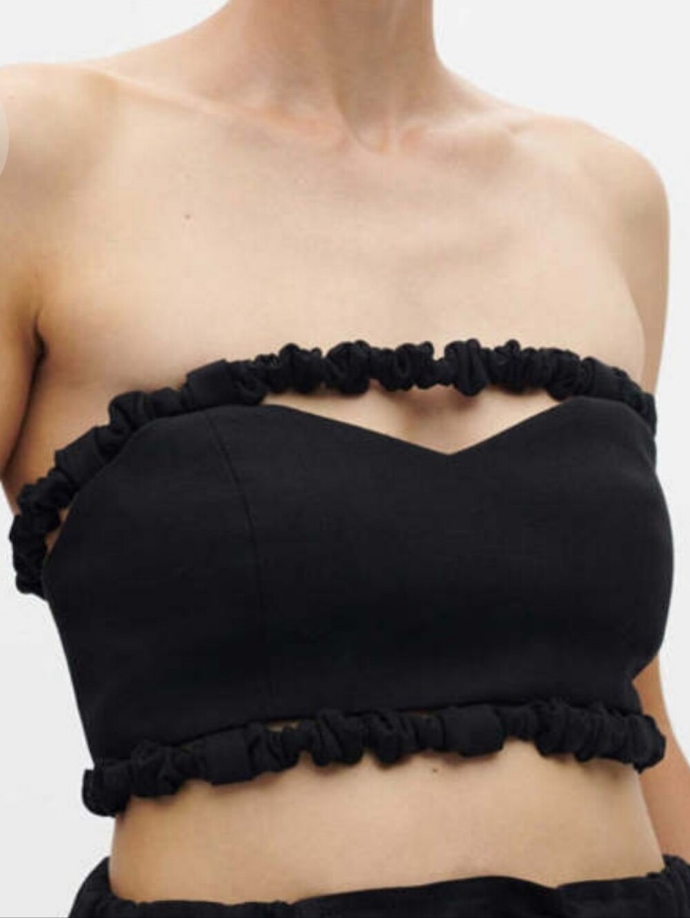 Ganni Strapless Crop Top Black Organic Cotton Size 34(2)